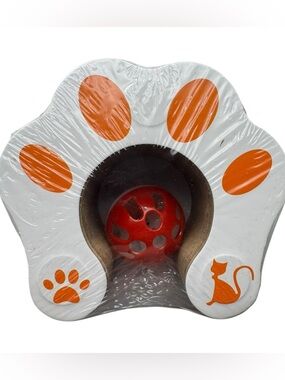 Cat Paw Shape Scratching Board with Ball Toy Corrugated Cardboard New